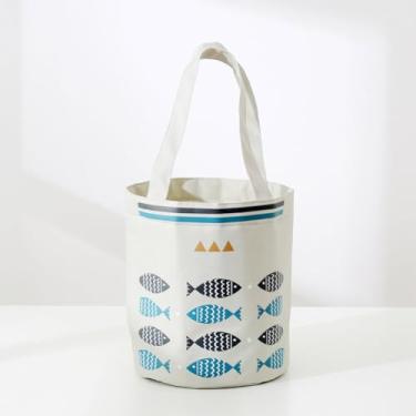 Imagem de Bolsa Bento com Cordão Portátil, Grande Capacidade, Lancheira, Balde Redondo, Saco Isolado de Folha de Alumínio Espesso, Cinza Claro