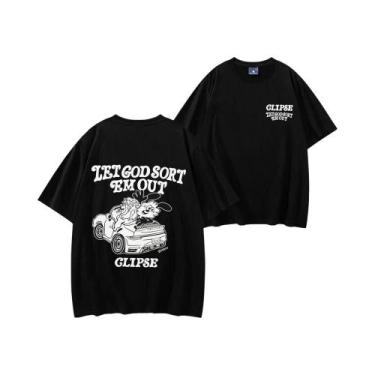 Imagem de Camiseta Unissex De Manga Curta Hip Hop Clipse Let God Sort Em out Y2K