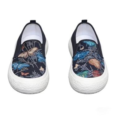 Imagem de Sapatos femininos de lona sem cadarço - Sapatos rasos respiráveis e elegantes para conforto casual, antiderrapante para uso diário (tamanho 36-40)
