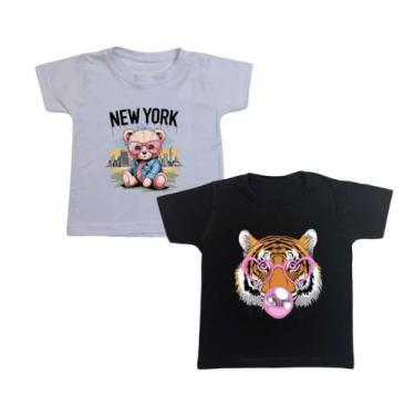 Imagem de Blusa Infantil Menina Kit 2 T-shirt Oferta Tendência Bloguer - CAMARIM