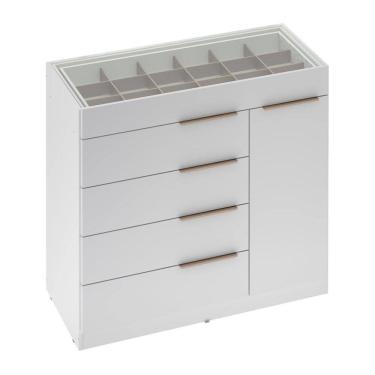 Imagem de Comoda Porta Joia Tampo Vidro 5 Gavetas Corrediças Telescopicas Lume Demartez