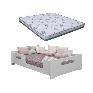 Imagem de Cama Casal Montessoriana Encanto 100% Mdf  + Colchão Casal Confortavel D23 - Bamboo