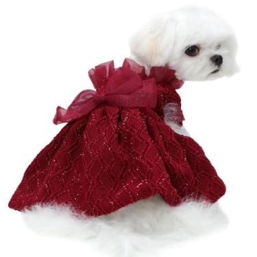 Imagem de Vestido para cães Kuoser Puppy Tutu Bow Red XS Small Dogs