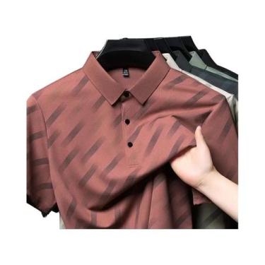 Imagem de Camisa Polo Casual De Negócios Masculina De Manga Curta Estampada 2025