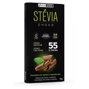 Imagem de Chocolate amargo vegano 55 cacau 70g steviachoco - TudoZeroLeite