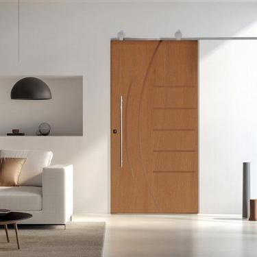 Imagem de Porta Correr Pmf-134 Trilho Soft Aparente Puxador Tubo 80cm 92x210cm R