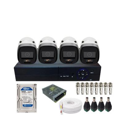 Imagem de Kit Cftv 4 Câmeras Vhd 1220b Colorvu Intelbras, Dvr Alta Performance 4ch C/Hd 500gb Instalado