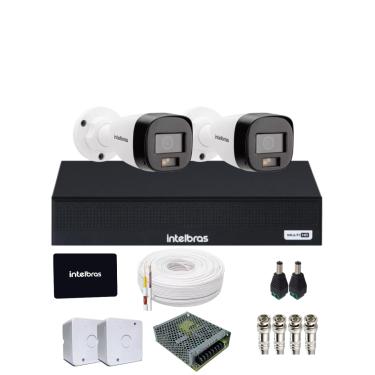 Imagem de Kit 2 Câmeras Intelbras 1120b Full Color Dvr Mhdx 4 Canais Intelbars Com Ssd 512gb