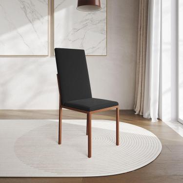 Imagem de Cadeira De Jantar Estofada Mônaco Premium Cobre E Preta - Cor: Preto