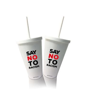 Imagem de Kit 2 Copos Com Tampa E Canudo Branco Say No