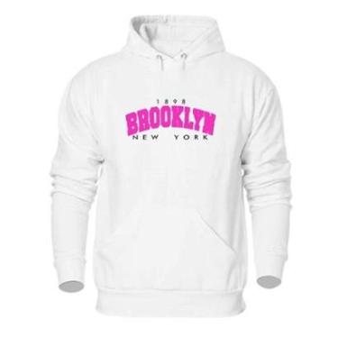 Imagem de Moletom Agasalho Canguru Flanelado Confortavel Estampa Brooklyn Com Capuz Ajustavel-Masculino