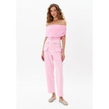 Imagem de Calça Reta com Bolso Cargo Cintura Alta-Feminino