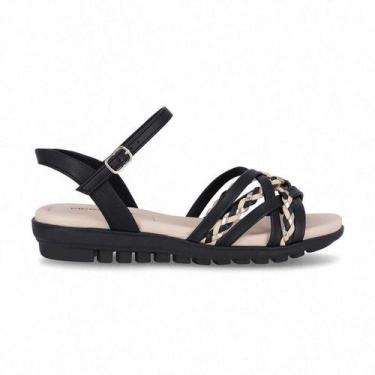 Imagem de Sandália Feminina Piccadilly Conforto Tiras Cruzadas, Preto, 38