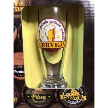 Imagem de Copo Pilsen Tampas de Cervejas Sortidos - Caixa Presente - Catuaí Deco