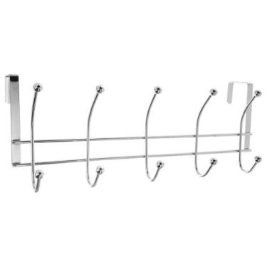 Imagem de Cabide De Porta Metal 8 Ganchos Prata - Import