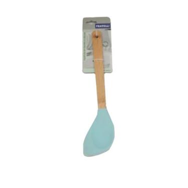 Imagem de Espátula colher em Silicone com Cabo de Bambu -  Azul - 1 unidade - Fr
