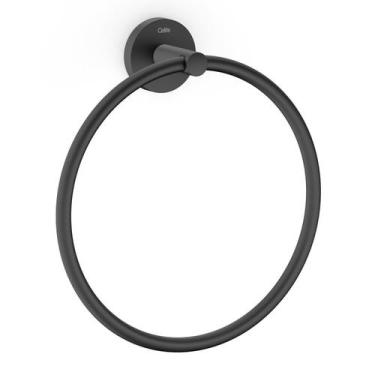 Imagem de Toalheiro Anel New City Design Elegante Preto/Matte Celite