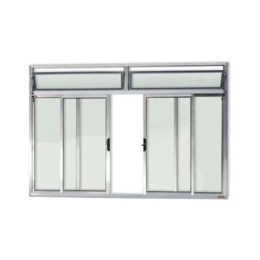 Imagem de Janela de Aluminio de Correr com Bandeira 120x200cm 4 Folhas com Vidro