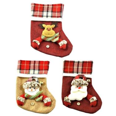 Imagem de Jogo Bota Natal Papai Noel, Boneco de Neve e Rena Pelúcia 25cm 3 Peças