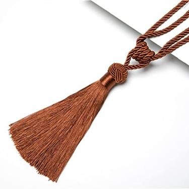 Imagem de peça Suporte de Cortina Tieback Acessório de Cortina Feito à Mão Borlas Bola Pendurada Franja Amarração Traseira Cortina Borla Decoração de Casa, Café Leve, 4 peças