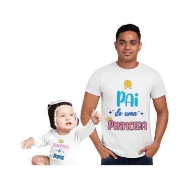 Imagem de Kit Dia Dos Pais Camiseta Body Princesa Do Papai Branca - Del France
