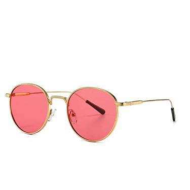 Imagem de Óculos de Sol Retrô Pequeno Redondo Metal Steampunk Masculino Óculos de Sol Vintage Condução Ao Ar Livre Mulheres Sombras Para Masculino Óculos De Sol, C07 Ouro Vermelho, China