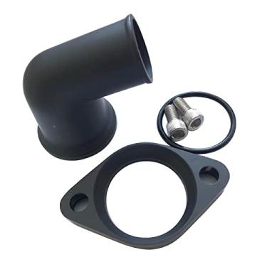 Imagem de 1 conjunto SHLPDFM preto Chevy pescoço de água 15° giratório alumínio polido carcaça do termostato compatível com motores SBC BBC CHEVY 327 350 396 454