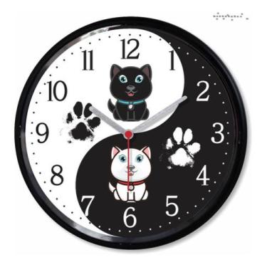 Imagem de Relogio Parede Yin Yang Cachorro Decorativo Cozinha Pet Shop Presente