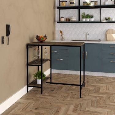 Imagem de Mesa Bistrô 100x60cm Active Yescasa Carvalho Dark/Preta