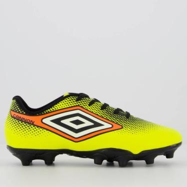 Imagem de Chuteira Umbro Cannon Campo Juvenil Verde Fluorescente