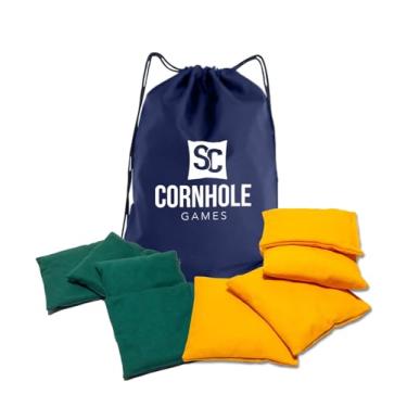 Imagem de SC Cornhole Games Sacos de Cornhole resistentes ao clima (conjunto de 8) – Tamanho regulamentação profissional – Use em placas profissionais de furo de milho ou conjuntos de sacos de feijão (amarelo/verde)
