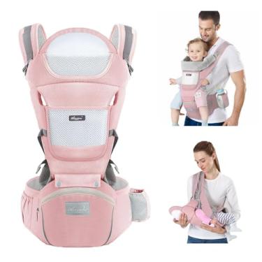 Imagem de Canguru Para Bebe,Alça De Transporte Multifuncional 6 e 1,Canguru Ergonomico Para Bebe,Adequado Para 0-36 Meses (Rosa)