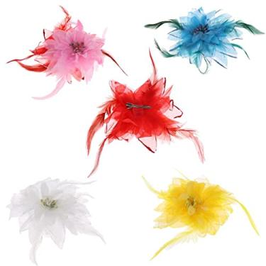 Imagem de Xiaojikuaipao 5 x grampos de cabelo de flores para meninas - acessórios macios e adoráveis para festa de Natal - Material de fio coreano - Pacote