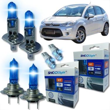 Imagem de Kit lâmpada shocklight super branca farol alto baixo e lanterna h1 h7 