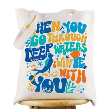 Imagem de WZMPA Sacola para mergulhador, presente de mergulho quando você passar por águas profundas, eu estarei com você, reutilizável, Scuba Diver - Bolsa, Large