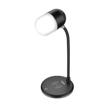 Imagem de Luminária de Mesa LED Lumi PLAY 3 em 1 Carregador de Celular por Indução e Caixa de Som Preta