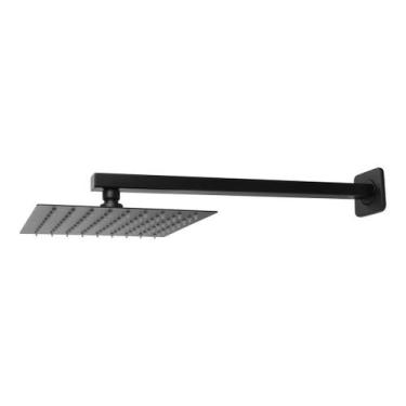 Imagem de Ducha Chuveiro Preto Inox 20x20 Com Braço 40cm - ZRZ