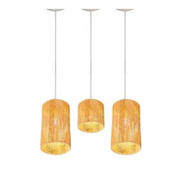 Imagem de Kit 3 Luminaria Balcao Cozinha Rustica Retro Sisal Cupula Rustica - BR
