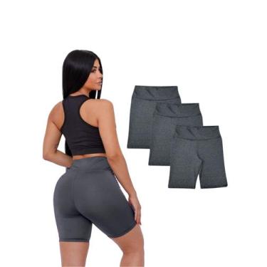 Imagem de Kit Com 3 Shorts Longo Academia Suplex Cintura Alta Feminino - Wju Jea