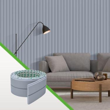 Imagem de Painel Ripado Autocolante Papel de Parede Adesivo de EVA PVC Laminado Decoração Moderno Linha Play+ Meu Rodapé MRP Azul (Rolo de 10 metros, 10cm de largura)