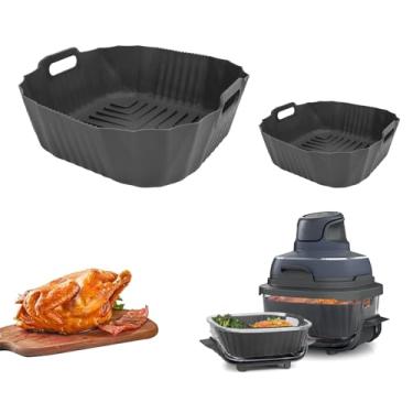 Imagem de 2 forros de silicone para fritadeira a ar para Ninja Crispi FN101GY- Tamanho atualizado para caber perfeitamente em contêiner de 4 litros e recipiente de 6 xícaras, substituição reutilizável,