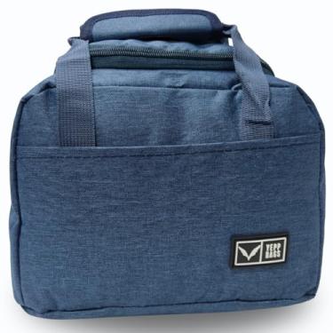 Imagem de Bolsa Térmica Lancheira com Alça Marmita Lanches Academia Trabalho Fitness Escola Passeio Portátil Masculina Feminina Infantil Com Zipper (Azul)