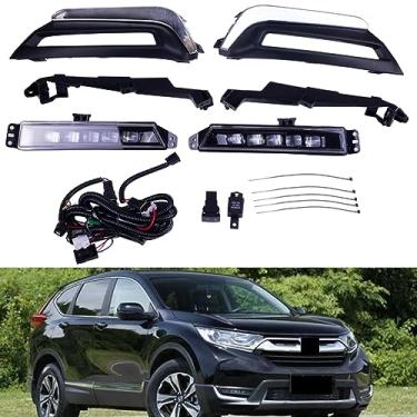 Imagem de Tiny Force Par de faróis de neblina compatível com Honda CR-V CRV 2017-2019 com tampas, interruptor, suportes e kit de fiação substitui HO1038134 HO1039134 71166-TLA-A00 71116-TLA-A00 HO2593141