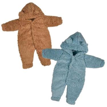 Imagem de Kit 2 Macacão Pelúcia Bebe Inverno De Pelo Carneiro Menina Menino - Be