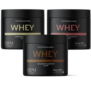 Imagem de Whey Protein 900g 3 potes em 1 Ellym Nutrition Premium 22g Proteína Dose Napolitano 73% Proteína por Dose