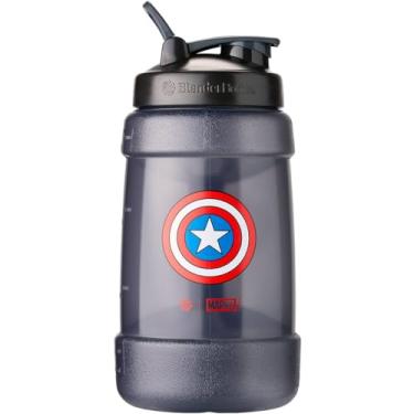 Imagem de BlenderBottle Garrafa de água Marvel de meio galão, jarro de água grande Koda, 2,40 ml, Capitão América Shield