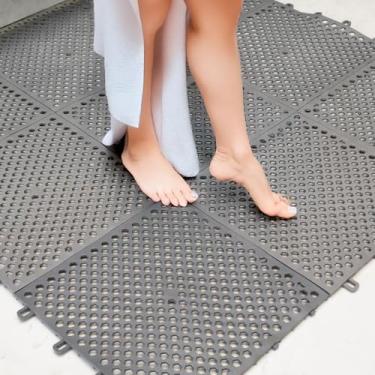 Imagem de 10 Tapete Para Box Canil Banheiro Vestiário Chuveiro Piso Modular Estrado Antiderrapante 30x30cm Triboshop (Cinza)