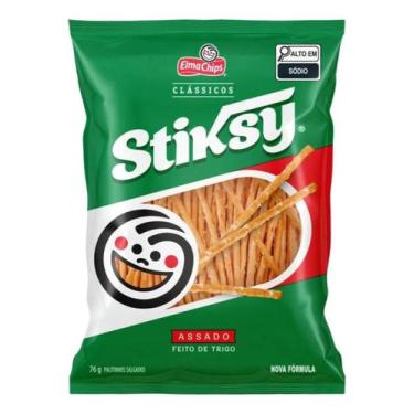 Imagem de Kit c/ 4 Stiksy Salgadinho Elma Chips Petisco Churrasco 76g
