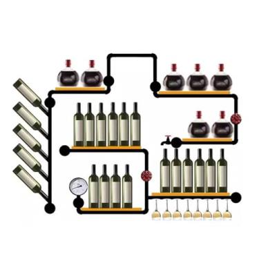 Imagem de Suporte para Vinhos Refrigerador de vinho rack de vinho ferro água mordomo fixado na parede prateleira decorativa estilo industrial criativo Porta-Garrafas