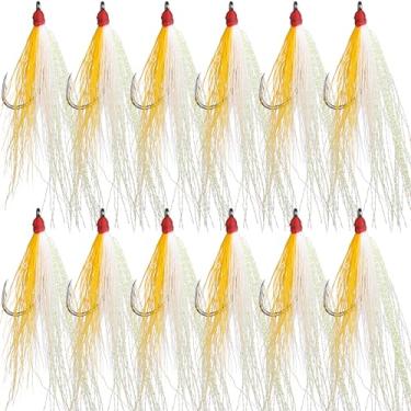 Imagem de Bucktail Teasers Ganchos de pesca de água salgada Linguado de Aço de Alto Carbono Ganchos de Pesca Bucktail Mylar Teasers Inseridos para Catfish Bacalhau Linguado Hi/Lo Rig